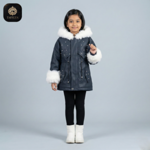 luxurious pearl & fur trimmed winter parka for girls