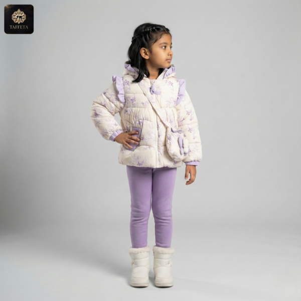 girls floral puffer jacket set