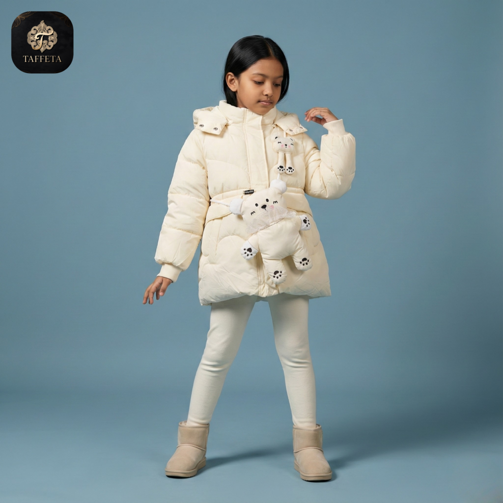 pink cartoon bunny print fleece lined hooded jacket