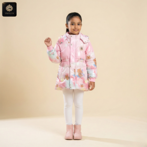 pink cartoon bunny print fleece lined hooded jacket pink cartoon bunny print fleece lined hooded jacket