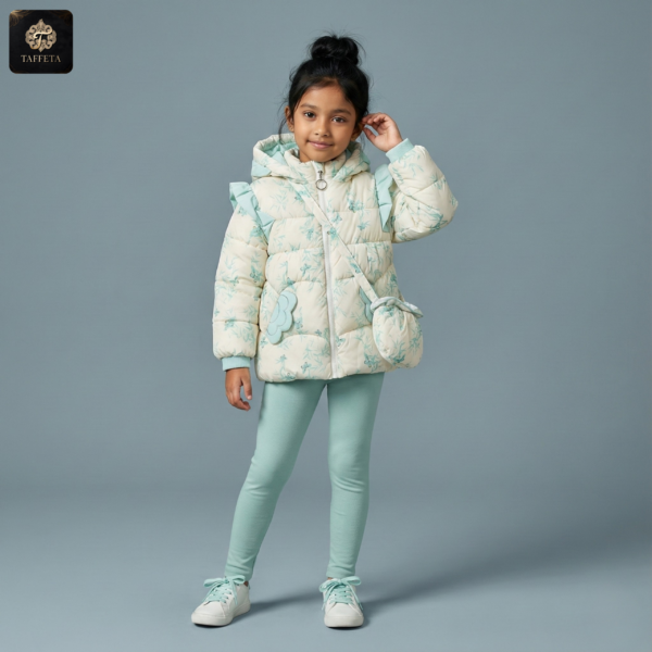 girls floral puffer jacket set