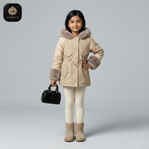 luxurious pearl & fur trimmed winter parka for girls